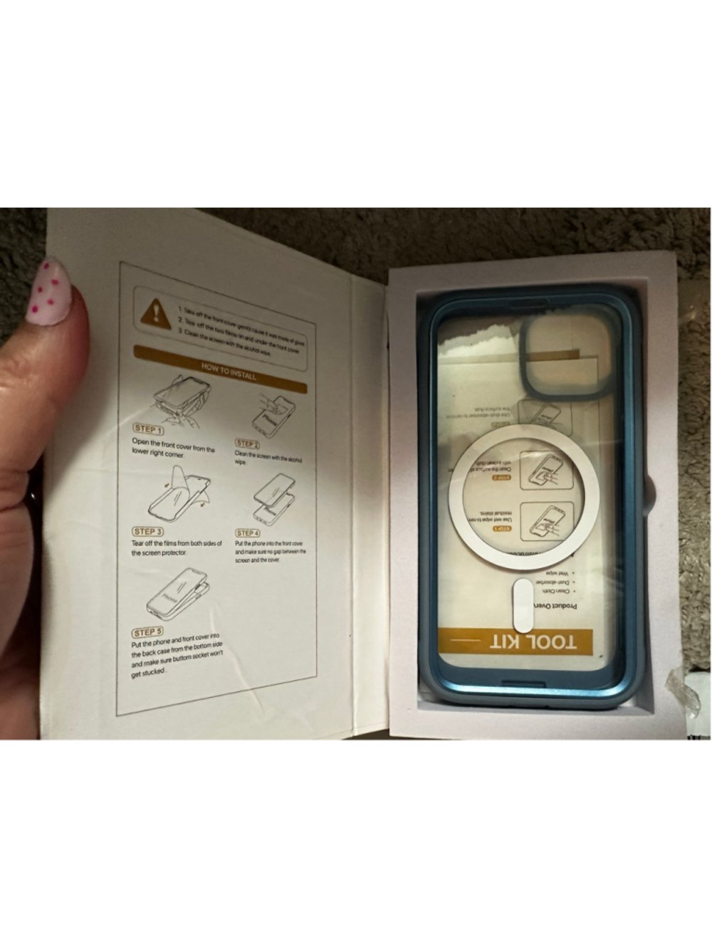 Miracase Blue Magnetic Full Body Case Glass Screen Protector iPhone 13/14 New
